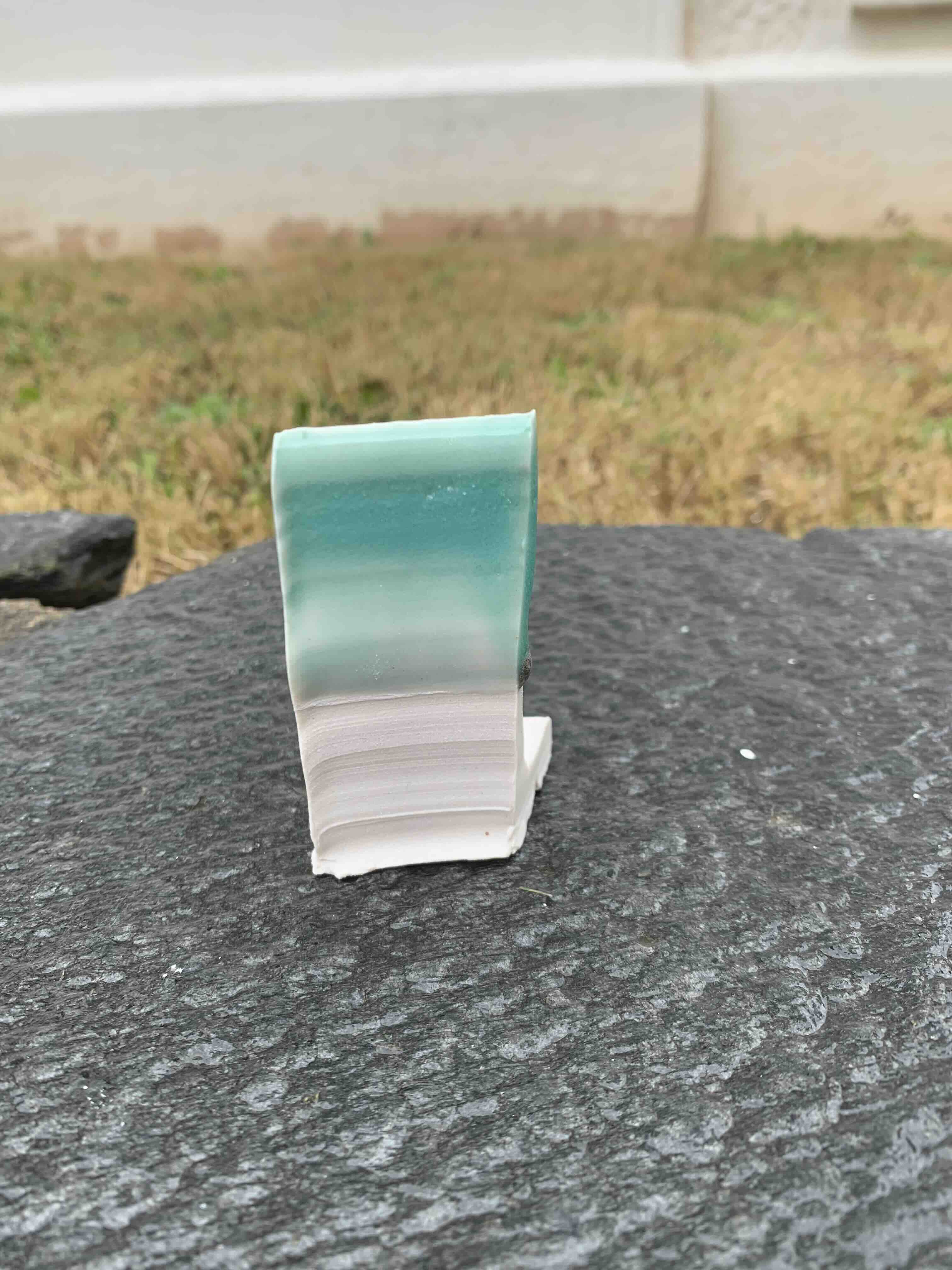 a light blue test tile